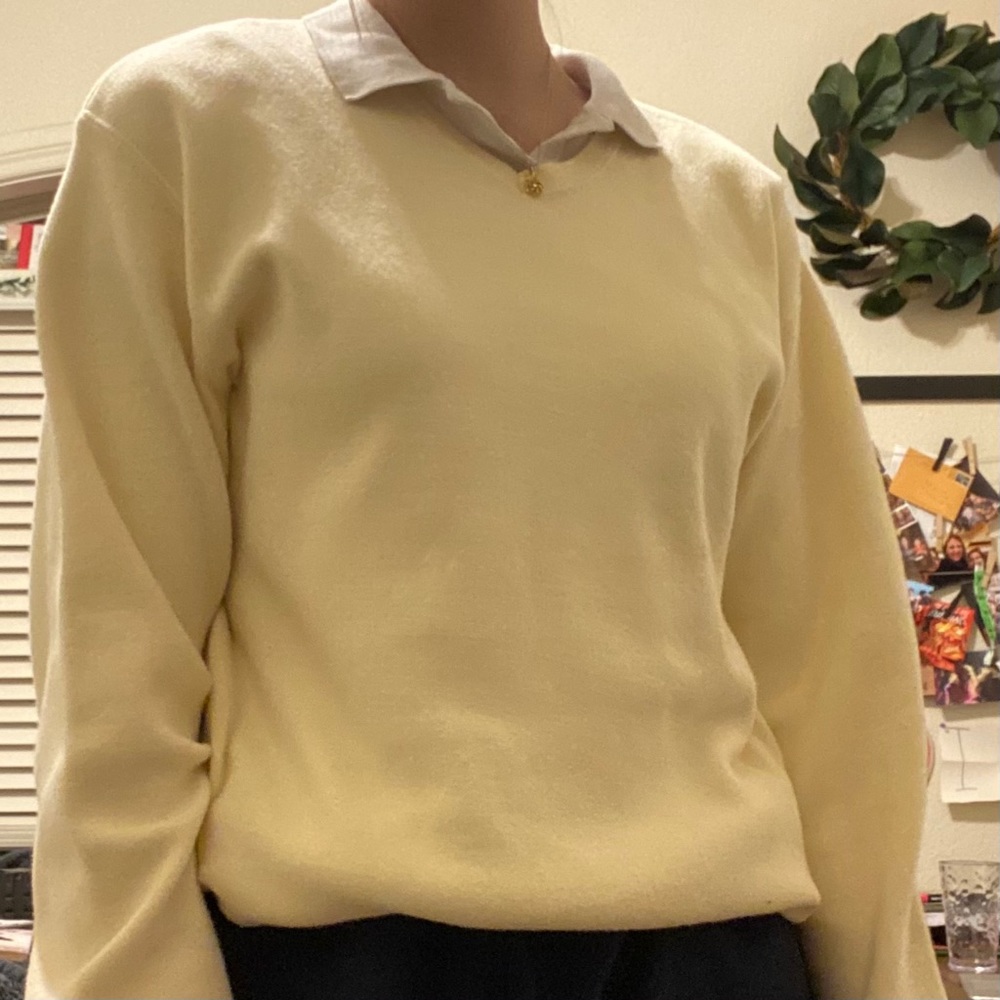 yellow eddie bauer v neck sweater